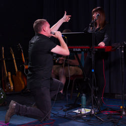 Darren and Laurens on stage antics adding drama.