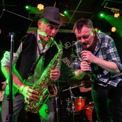 Bruce Springsteen tribute band performance with Darren 'The Boss' and Oly on saxophone at Brudenell Social Club, Leeds.