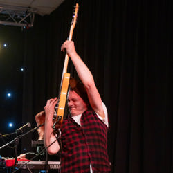 Guitar in the air Darren from the Boss and The Beeston Street Band playing the classics from Bruce Springsteen's Born in the USA at the Leeds Irish Centre 2025 July 4th